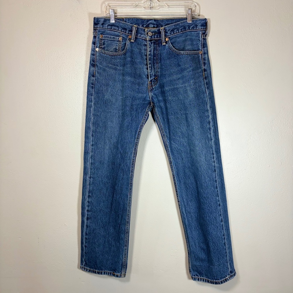 Levis 505 Regular Fit Straight Leg Jeans Mens 33x30 Blue‎ Denim Medium Wash